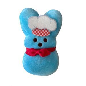 Peeps Blue Red Bow Tie Chef Hat Bunny Plush Stuffed Animal Toy 6"